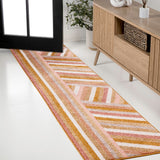 Retro Rainbow Contemporary Stripe Area Rug