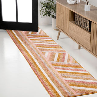 Retro Rainbow Contemporary Stripe Area Rug