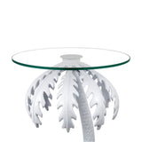 Vince 24.75" Mid-Century Vintage Glass Top Metal Palm Tree End Table - JONATHAN Y