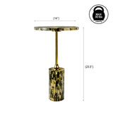 Hedda 23.5" Contemporary Glam Metal/Resin Faux Stone Round End Table - JONATHAN Y