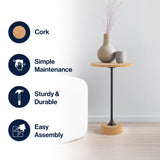 Calix 23.5" Contemporary Minimalist Metal/Cork Round End Table