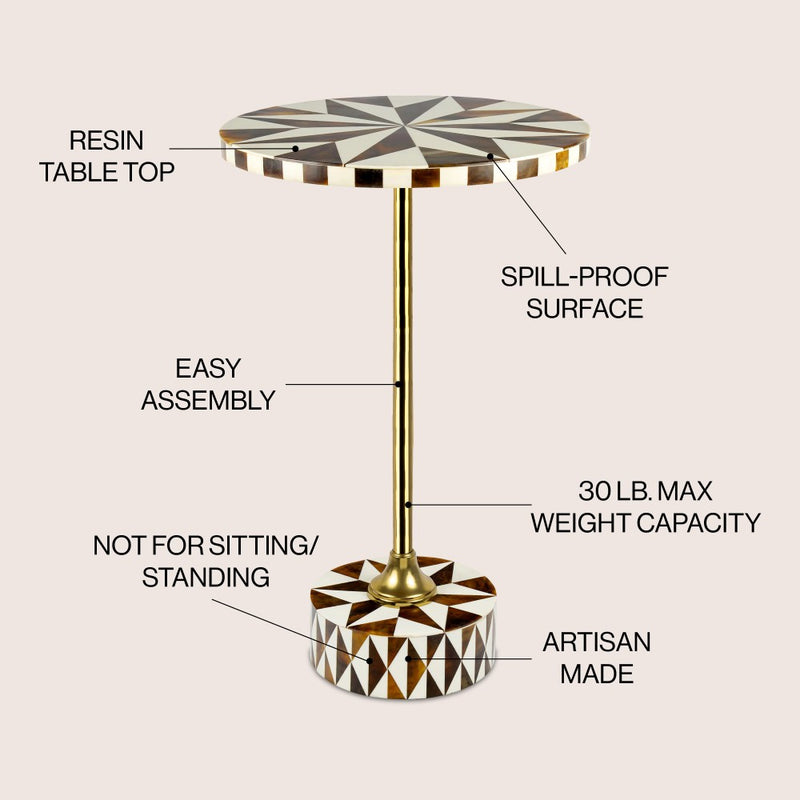 Calix 23.5" Contemporary Minimalist Metal/Resin Round End Table