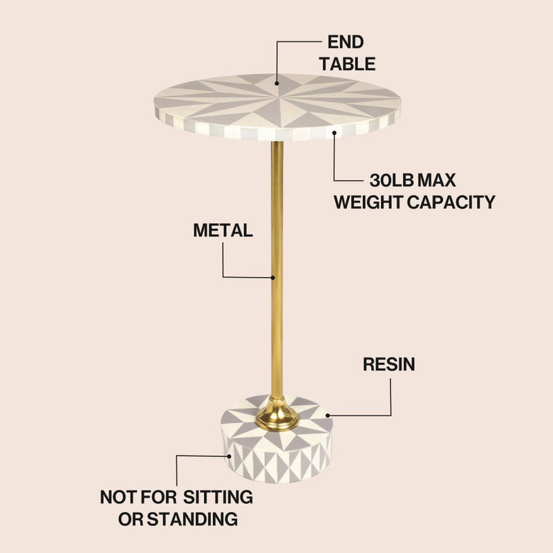 Calix 23.5" Contemporary Minimalist Metal/Resin Round End Table