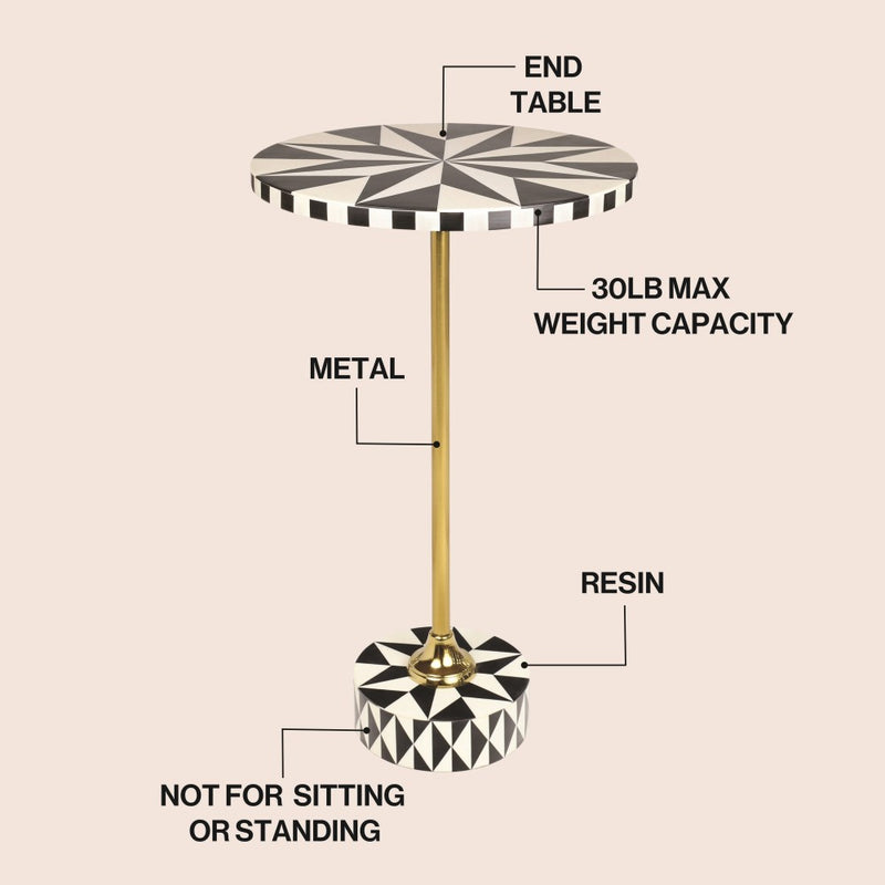 Calix 23.5" Contemporary Minimalist Metal/Resin Round End Table