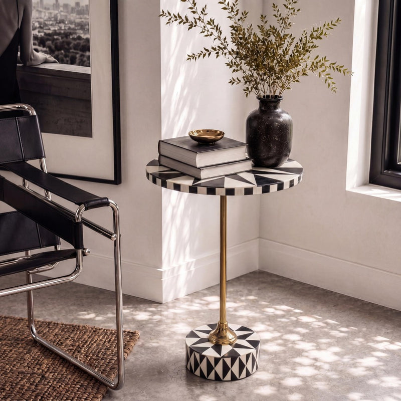 Calix 23.5" Contemporary Minimalist Metal/Resin Round End Table