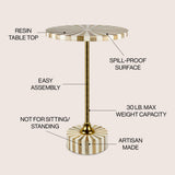 Calix 23.5" Contemporary Minimalist Metal/Resin Round End Table