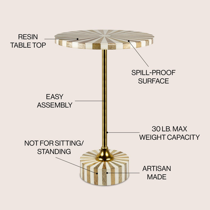 Calix 23.5" Contemporary Minimalist Metal/Resin Round End Table