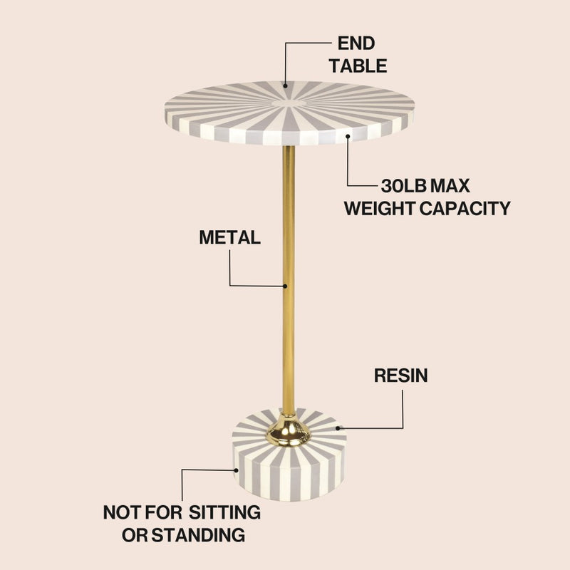 Calix 23.5" Contemporary Minimalist Metal/Resin Round End Table