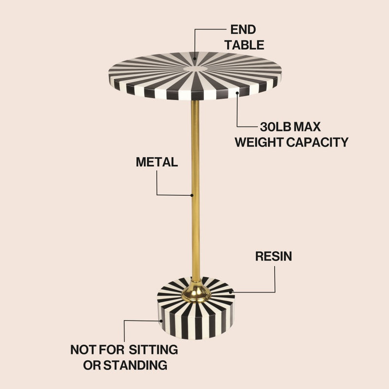 Calix 23.5" Contemporary Minimalist Metal/Resin Round End Table