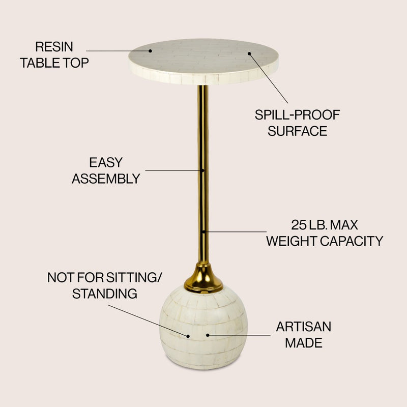 Evelyn 26" Modern Glam Metal/Resin Mosaic Pedestal Drink Table