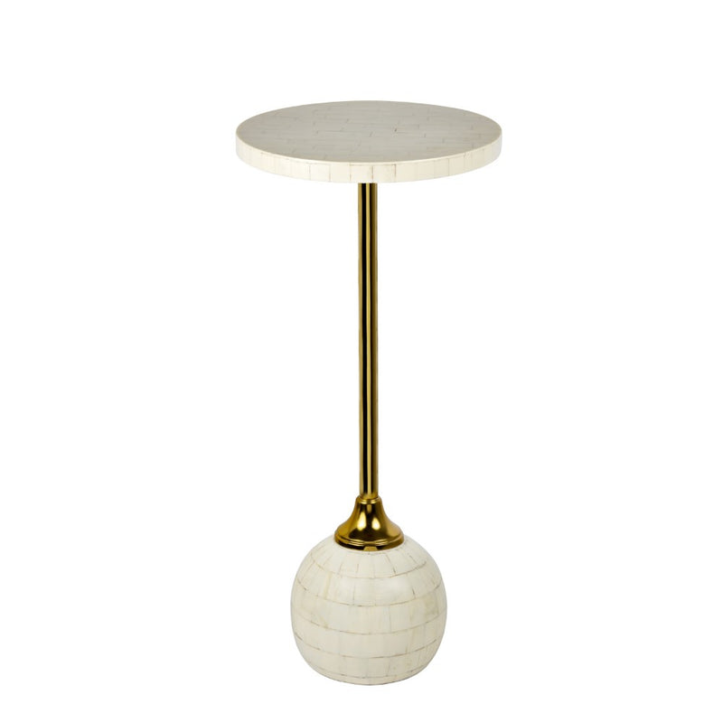 Evelyn 26" Modern Glam Metal/Resin Mosaic Pedestal Drink Table