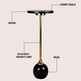 Evelyn 26" Modern Glam Metal/Resin Mosaic Pedestal Drink Table