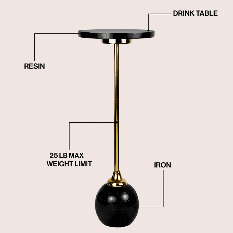 Evelyn 26" Modern Glam Metal/Resin Mosaic Pedestal Drink Table