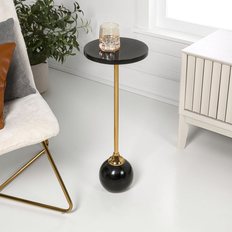Evelyn 26" Modern Glam Metal/Resin Mosaic Pedestal Drink Table
