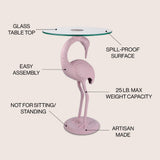 Blanche 25" Classic Mid-Century Glass Top Flamingo End Table