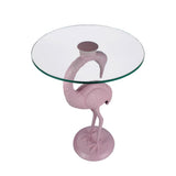 Blanche 25" Classic Mid-Century Glass Top Flamingo End Table