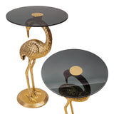Blanche 25" Classic Mid-Century Glass Top Flamingo End Table