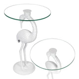 Blanche 25" Classic Mid-Century Glass Top Flamingo End Table