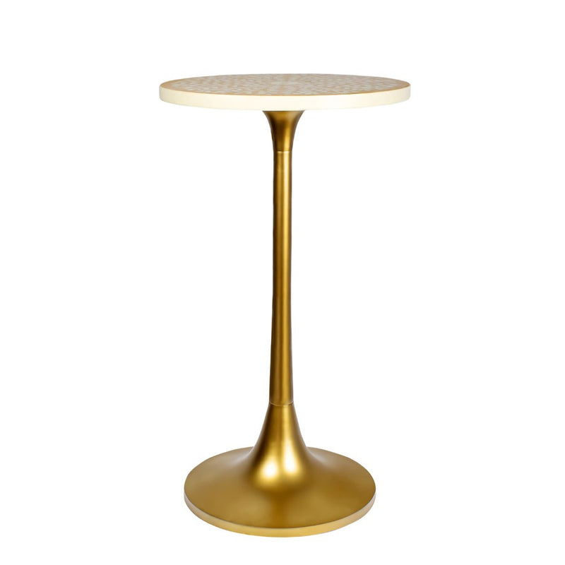 Nysha 25" Modern Bohemian Metal/Resin Inlay Top End Table
