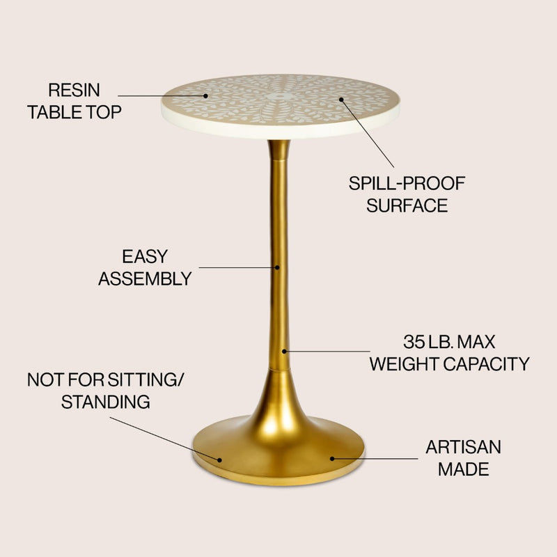 Nysha 25" Modern Bohemian Metal/Resin Inlay Top End Table