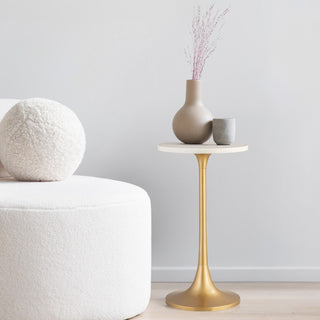 Nysha 25" Modern Bohemian Metal/Resin Inlay Top End Table