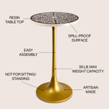 Nysha 25" Modern Bohemian Metal/Resin Inlay Top End Table