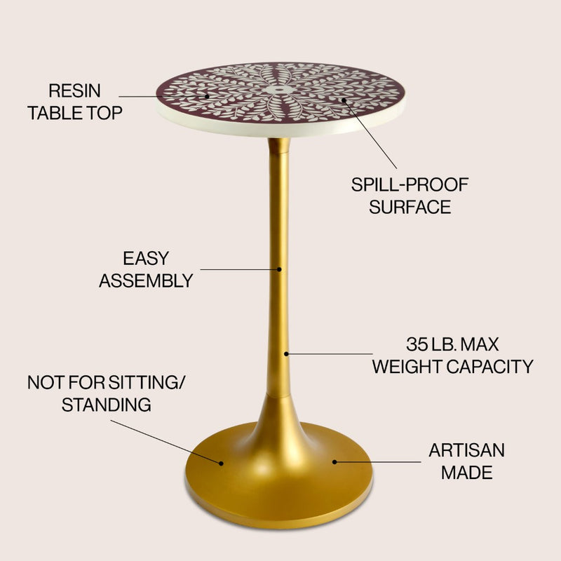 Nysha 25" Modern Bohemian Metal/Resin Inlay Top End Table