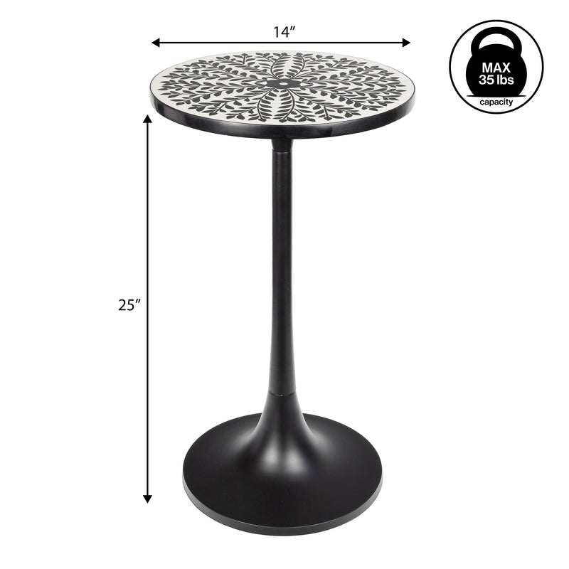 Nysha 25" Modern Bohemian Metal/Resin Inlay Top End Table