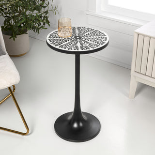 Nysha 25" Modern Bohemian Metal/Resin Inlay Top End Table