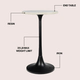 Nysha 25" Modern Bohemian Metal/Resin Inlay Top End Table