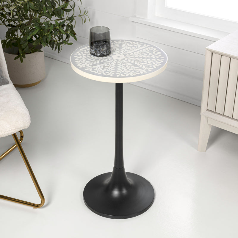 Nysha 25" Modern Bohemian Metal/Resin Inlay Top End Table