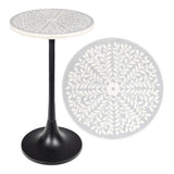 Nysha 25" Modern Bohemian Metal/Resin Inlay Top End Table