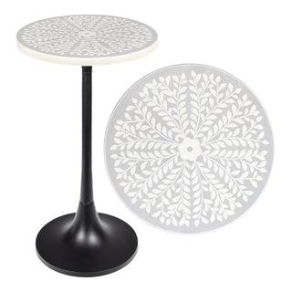 Nysha 25" Modern Bohemian Metal/Resin Inlay Top End Table