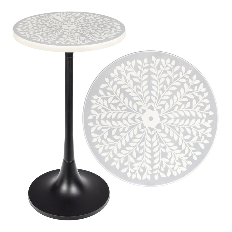 Nysha 25" Modern Bohemian Metal/Resin Inlay Top End Table