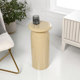 Miles 22.75" Mid-Century Modern Metal Sleek Cylinder Drink Table