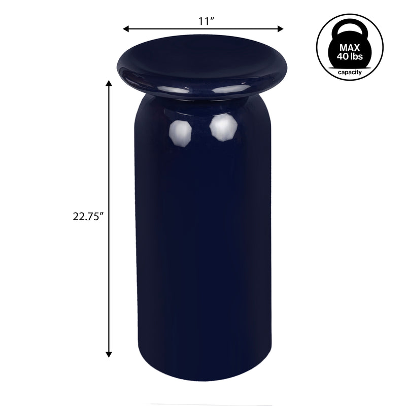 Miles 22.75" Mid-Century Modern Metal Sleek Cylinder Drink Table