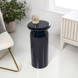 Miles 22.75" Mid-Century Modern Metal Sleek Cylinder Drink Table