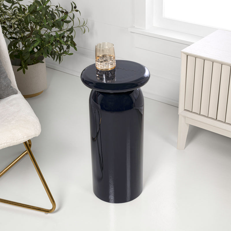 Miles 22.75" Mid-Century Modern Metal Sleek Cylinder Drink Table