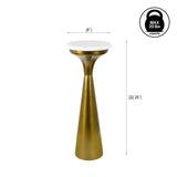 Oliver 22.25" Mid-Century Glam Retro Metal Drink Table with Marble Top