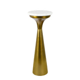 Oliver 22.25" Mid-Century Glam Retro Metal Drink Table with Marble Top