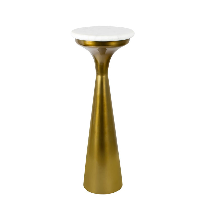 Oliver 22.25" Mid-Century Glam Retro Metal Drink Table with Marble Top