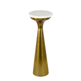 Oliver 22.25" Mid-Century Glam Retro Metal Drink Table with Marble Top
