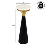 Oliver 22.25" Mid-Century Glam Retro Metal Drink Table with Marble Top