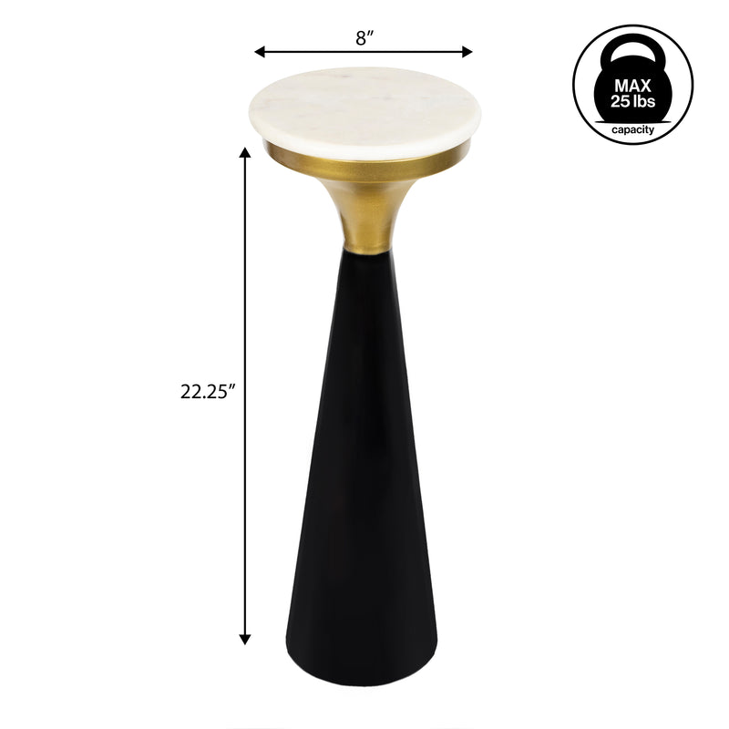 Oliver 22.25" Mid-Century Glam Retro Metal Drink Table with Marble Top