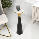 Oliver 22.25" Mid-Century Glam Retro Metal Drink Table with Marble Top