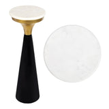 Oliver 22.25" Mid-Century Glam Retro Metal Drink Table with Marble Top