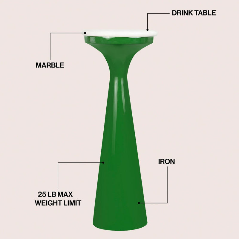Oliver 22.25" Mid-Century Glam Retro Metal Drink Table with Marble Top