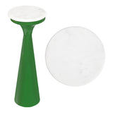 Oliver 22.25" Mid-Century Glam Retro Metal Drink Table with Marble Top