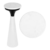 Oliver 22.25" Mid-Century Glam Retro Metal Drink Table with Marble Top
