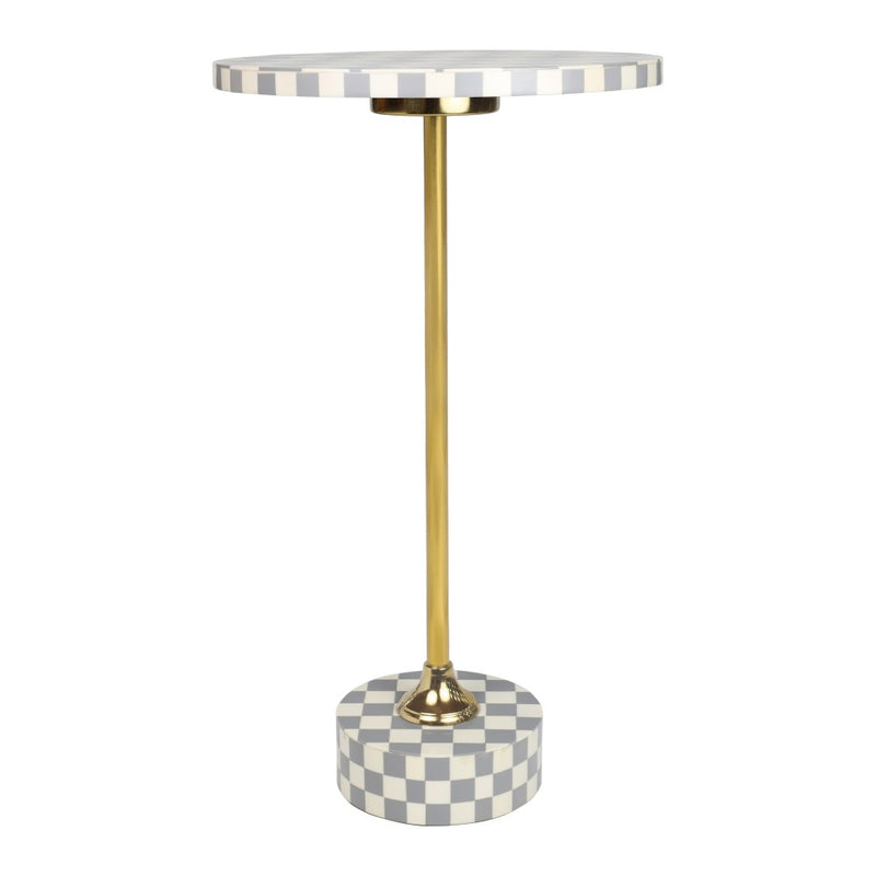 Calix 24" Art Deco Metal/Resin Checkerboard Round Drink Table